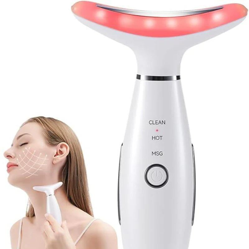 7-In-1 Neck Face Massager, 7 Color Led Face Neck Massage for Skin Care at Home, Portable Facial Massager,Face Sculpting Tool,Multifunctional Vibration