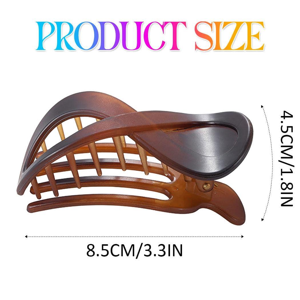 Flat Claw Clips Banana Clip French Concord Hair Clips for Thick Hair Bun Maker Hair Accessories for Women and Girls (Pack of 2)