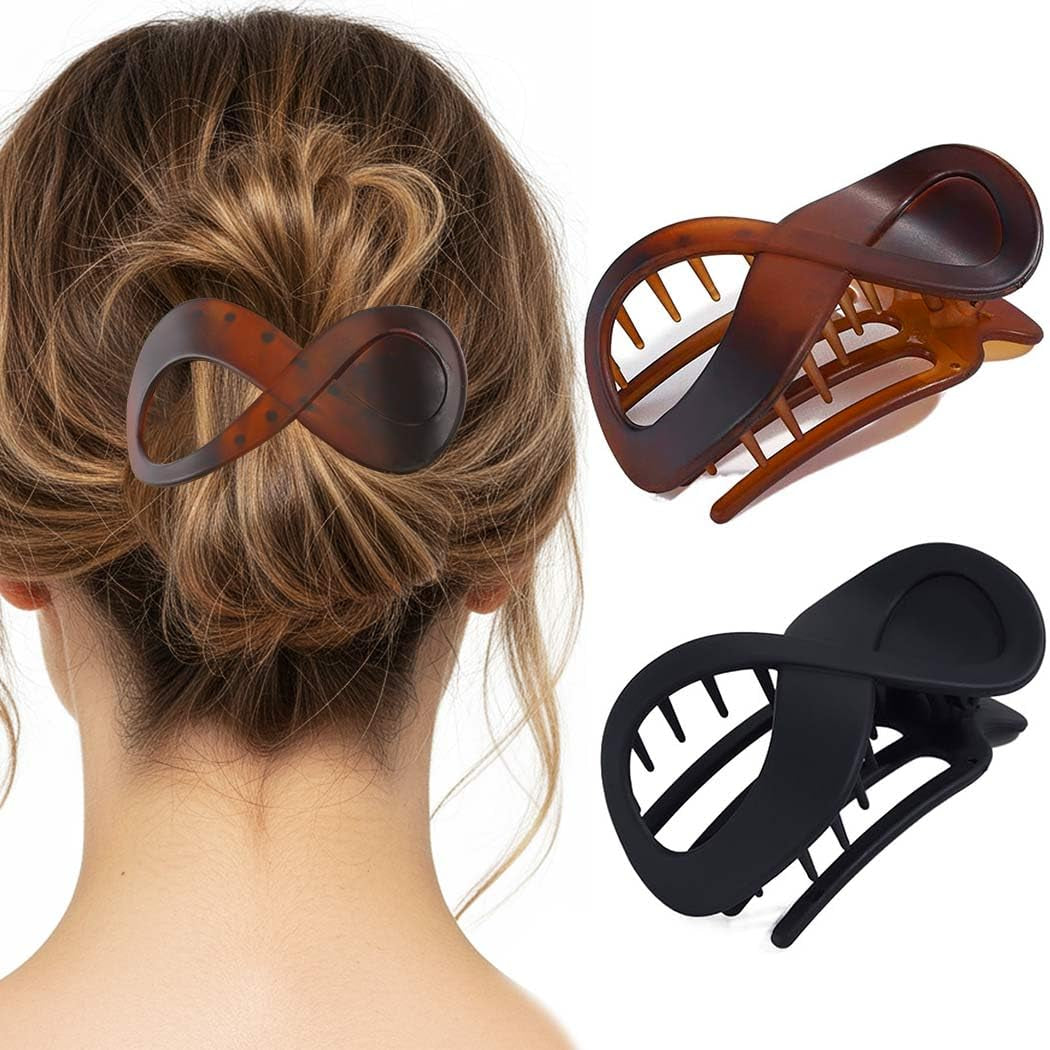 Flat Claw Clips Banana Clip French Concord Hair Clips for Thick Hair Bun Maker Hair Accessories for Women and Girls (Pack of 2)