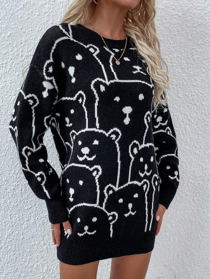 Womens Long Sleeve round Neck Pullover Sweater