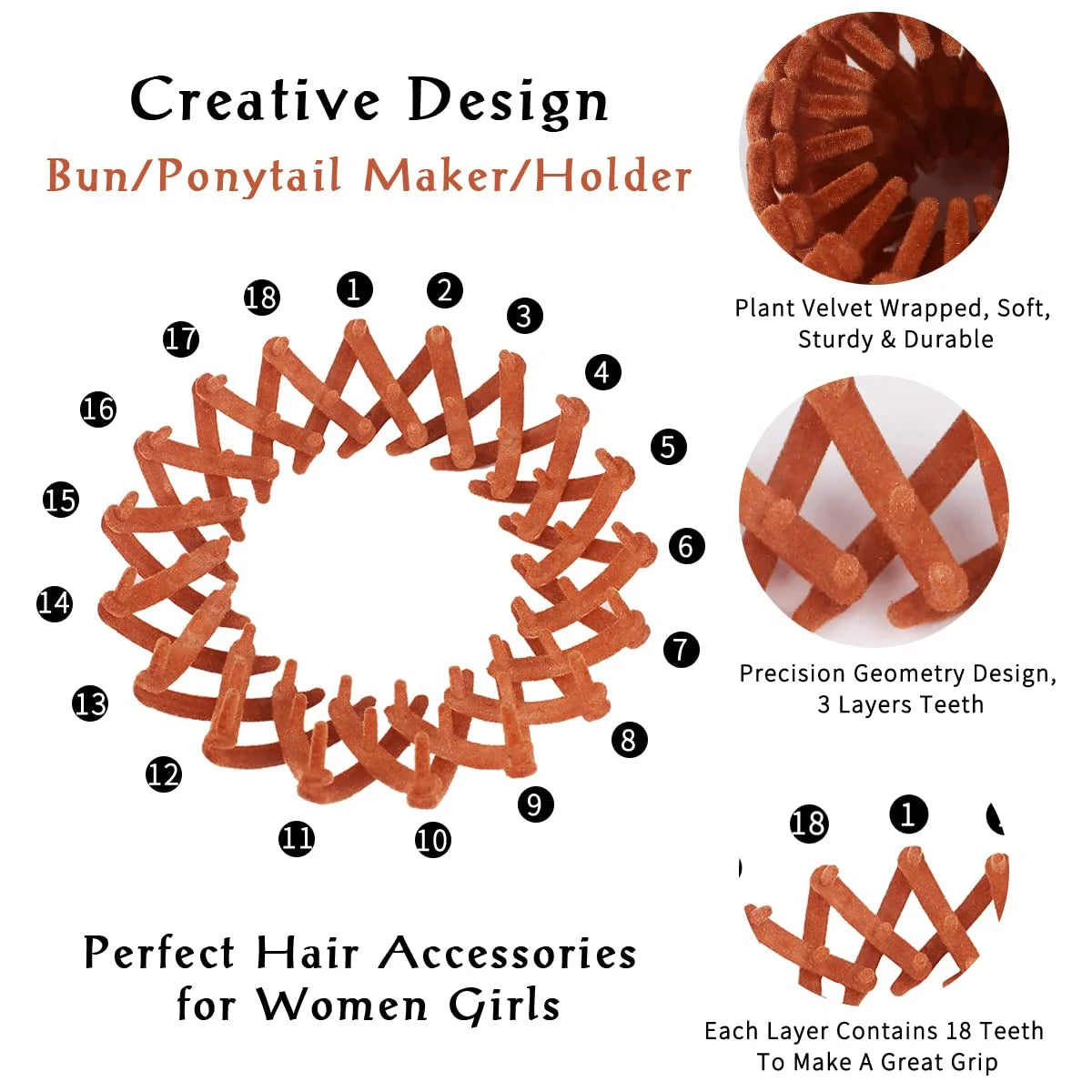 7Pcs Bird Nest Magic Hair Clip,  Lazy Bird'S Nest Plate Hairpin, Expandable Ponytail Holder, Velvet Hair Clips, Hairpin Donut Hair Bun Maker for Women Girls Long Natural Hair Accessories