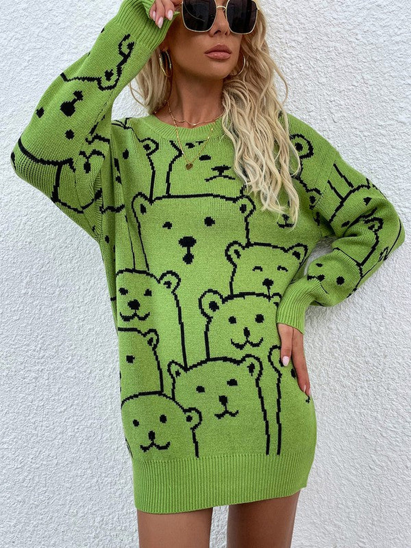 Womens Long Sleeve round Neck Pullover Sweater