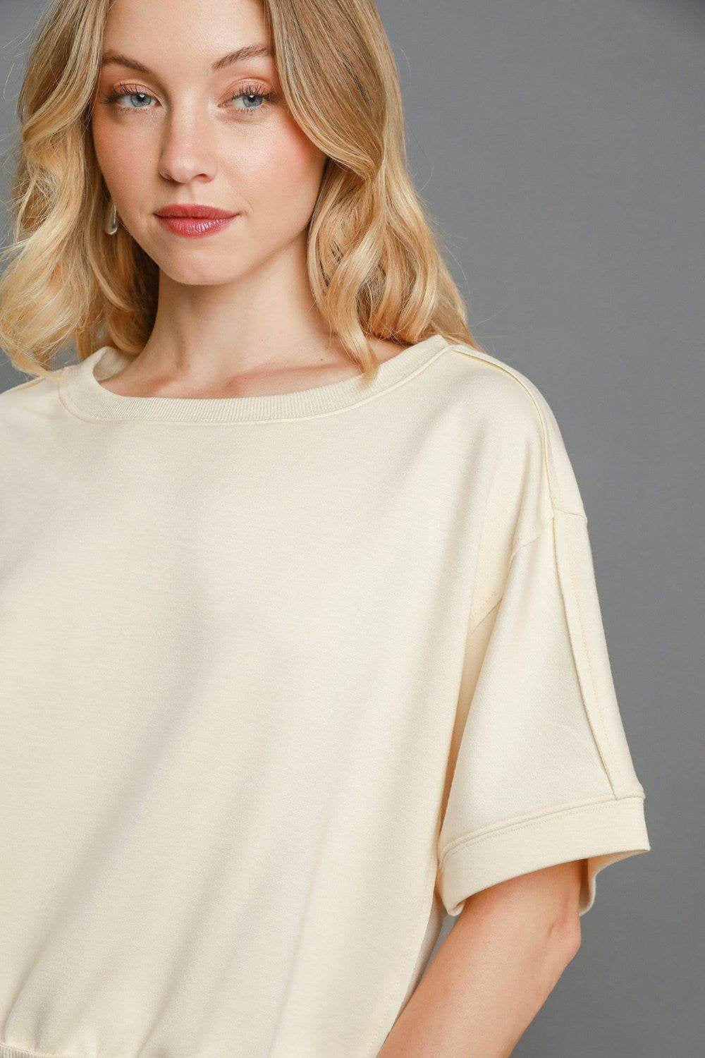 Umgee Full Size Lightweight Cropped Sweatshirt plus Size