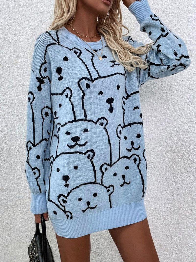 Womens Long Sleeve round Neck Pullover Sweater