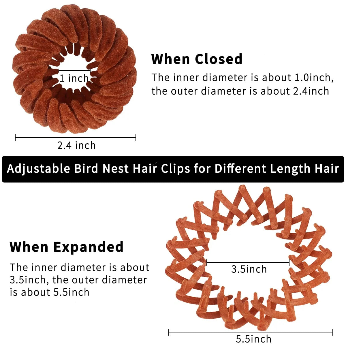 7Pcs Bird Nest Magic Hair Clip,  Lazy Bird'S Nest Plate Hairpin, Expandable Ponytail Holder, Velvet Hair Clips, Hairpin Donut Hair Bun Maker for Women Girls Long Natural Hair Accessories