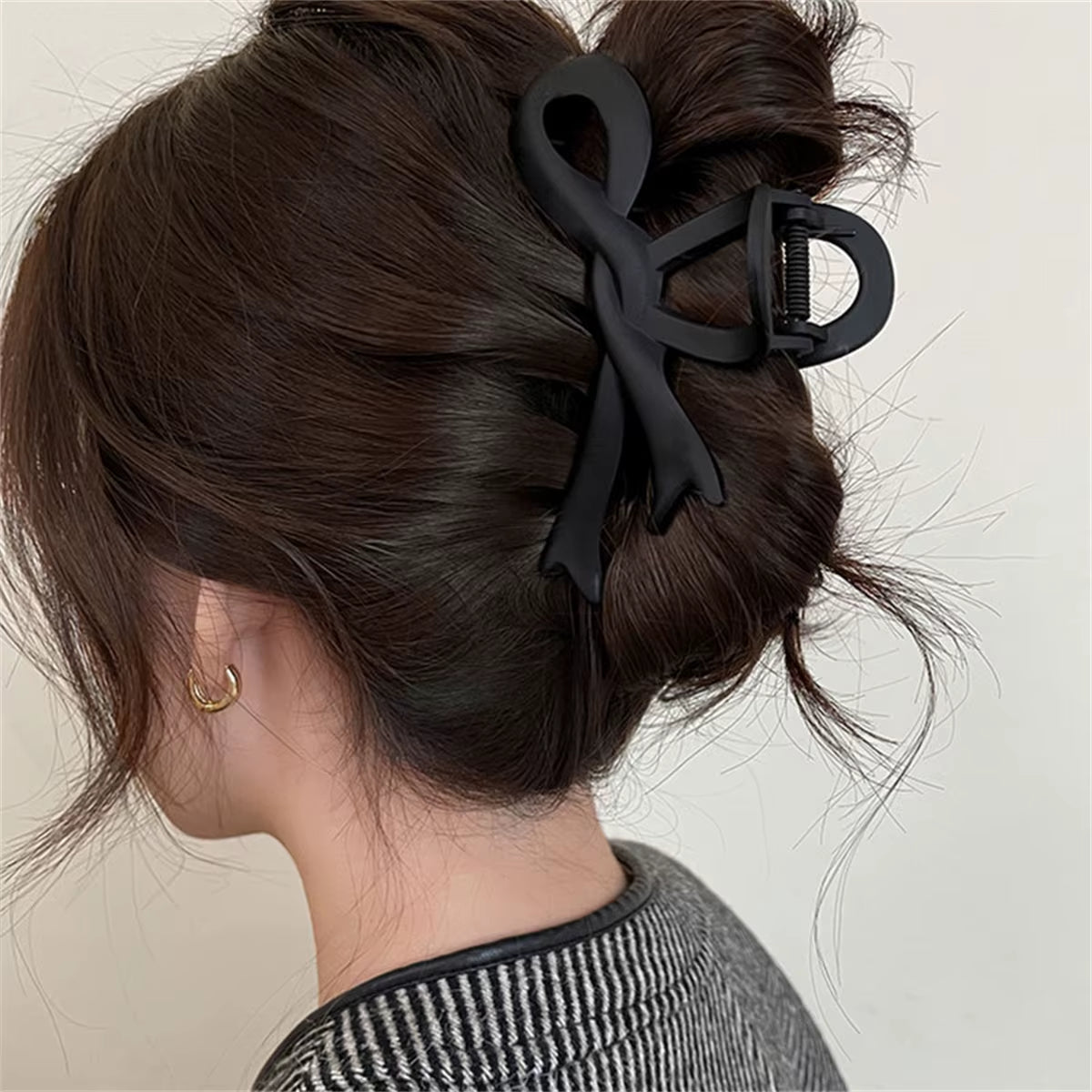 13CM Matte Hair Clips Vintage Ribbon Bow Hair Claws Crab Headwear Hairpins Shark Ponytail for Women Hair Accessories Barrettes