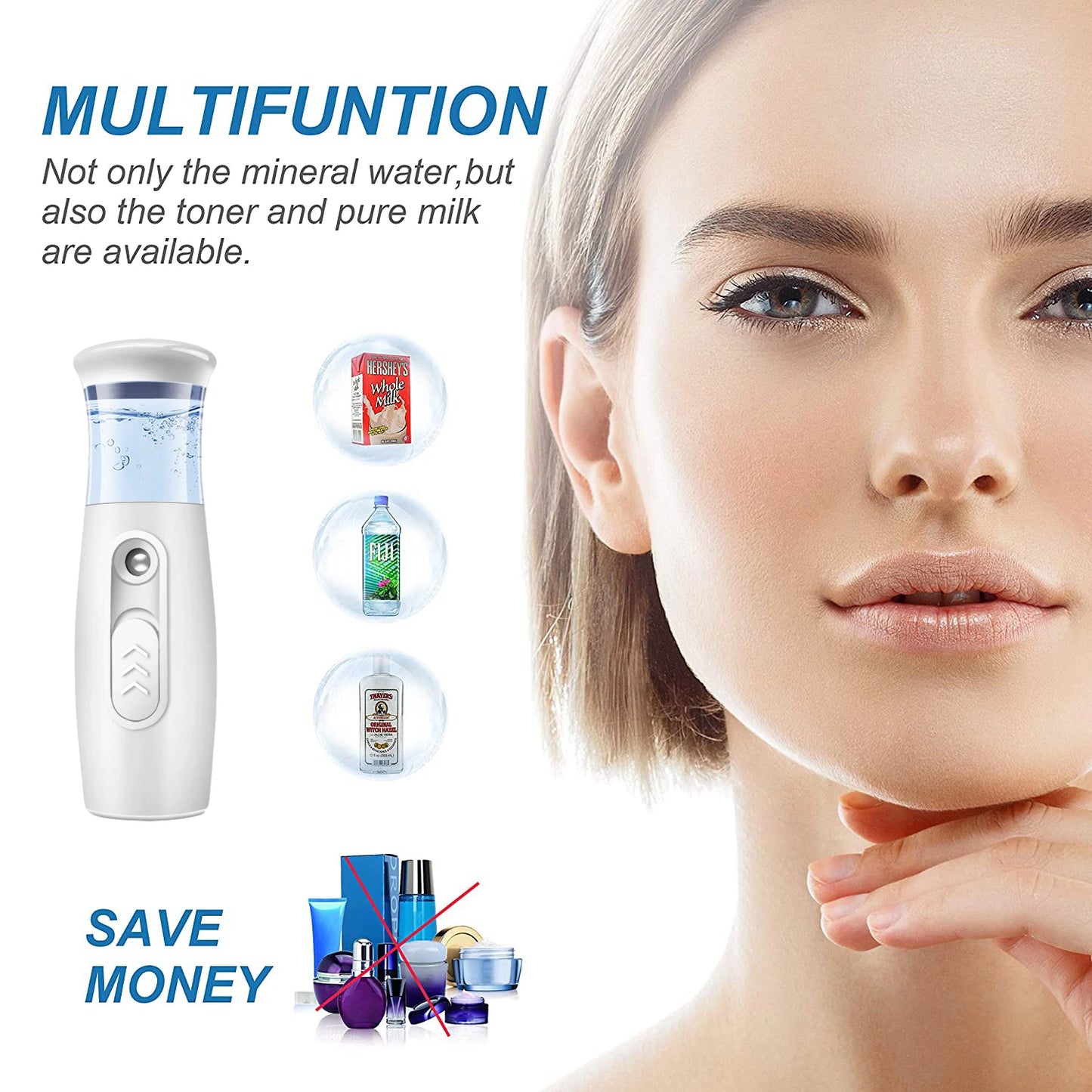 Mini Nano Facial Steamer for Face, Cool Facial Mister Steamer Handy Mist Sprayer Moisturizing &Hydrating for Skin Care, Cleaning
