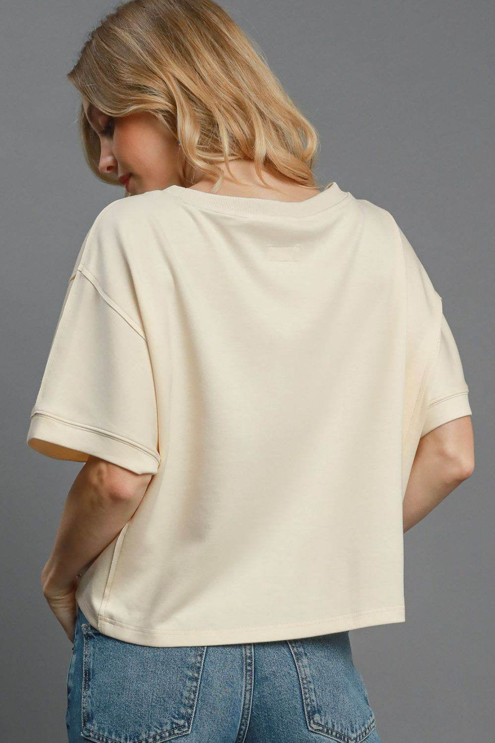 Umgee Full Size Lightweight Cropped Sweatshirt plus Size