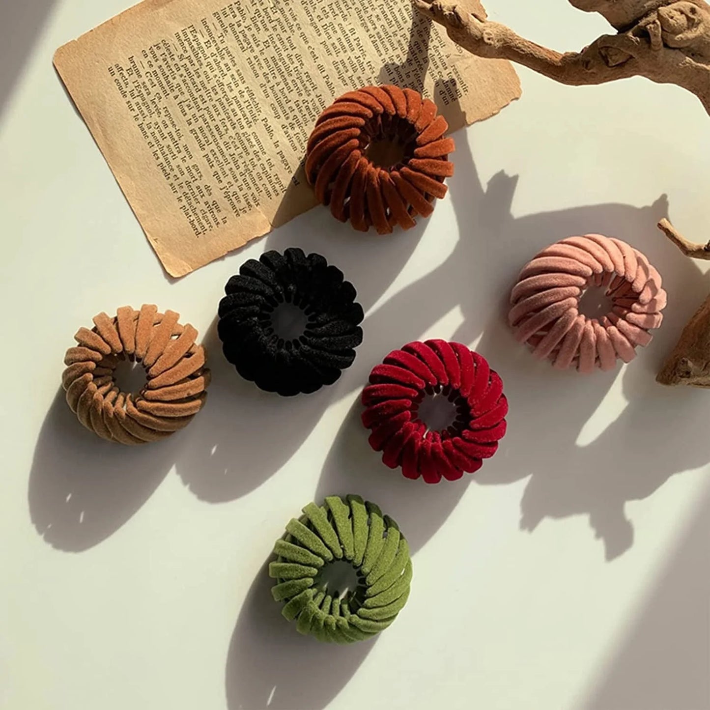 7Pcs Bird Nest Magic Hair Clip,  Lazy Bird'S Nest Plate Hairpin, Expandable Ponytail Holder, Velvet Hair Clips, Hairpin Donut Hair Bun Maker for Women Girls Long Natural Hair Accessories