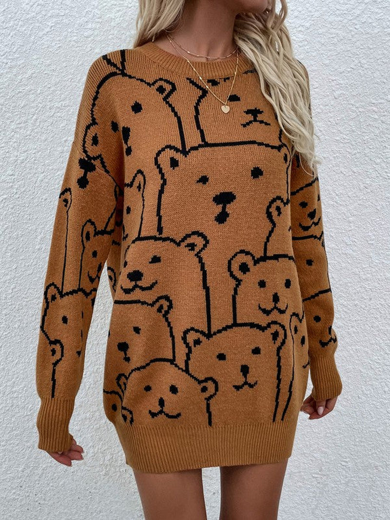 Womens Long Sleeve round Neck Pullover Sweater
