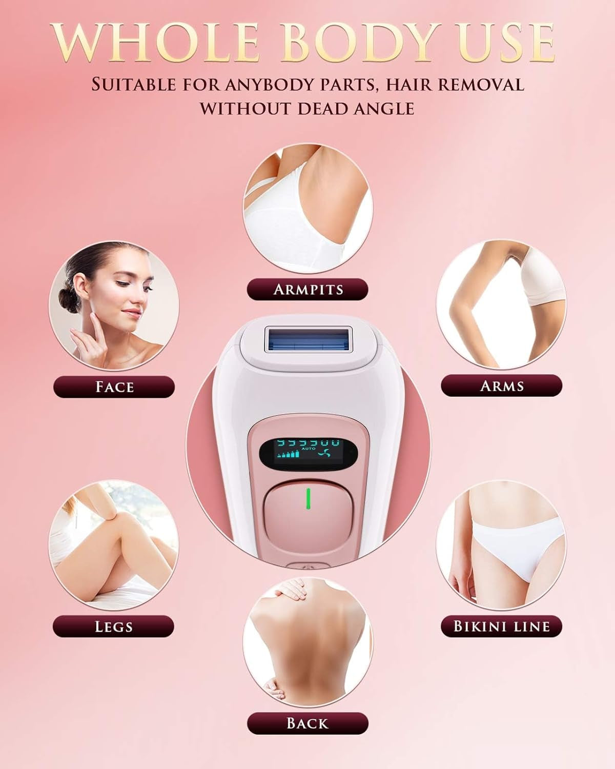 Laser Hair Removal for Women and Men Permanent IPL Hair Removal Device Upgraded to 999,900 Flashes Painless for Facial Legs Arms Bikini Whole Body Use