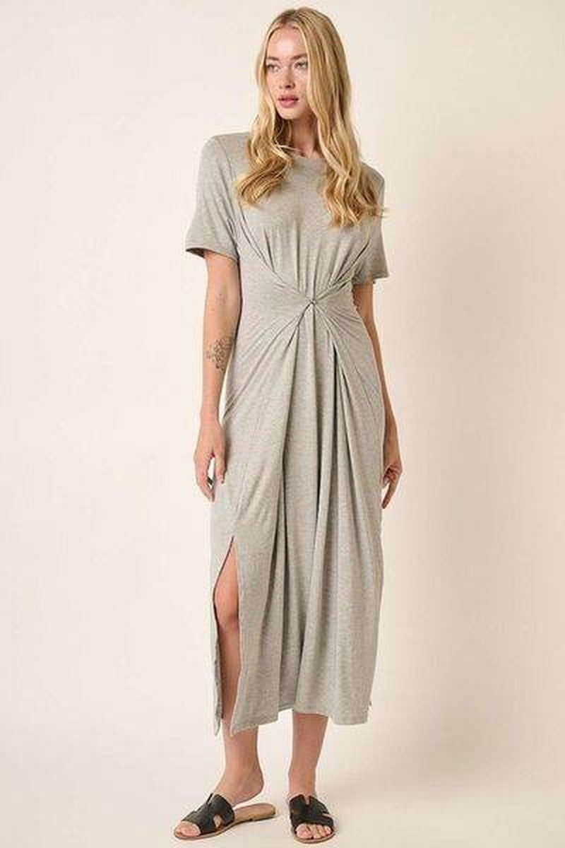 Mittoshop Side Slit round Neck Short Sleeve Dress