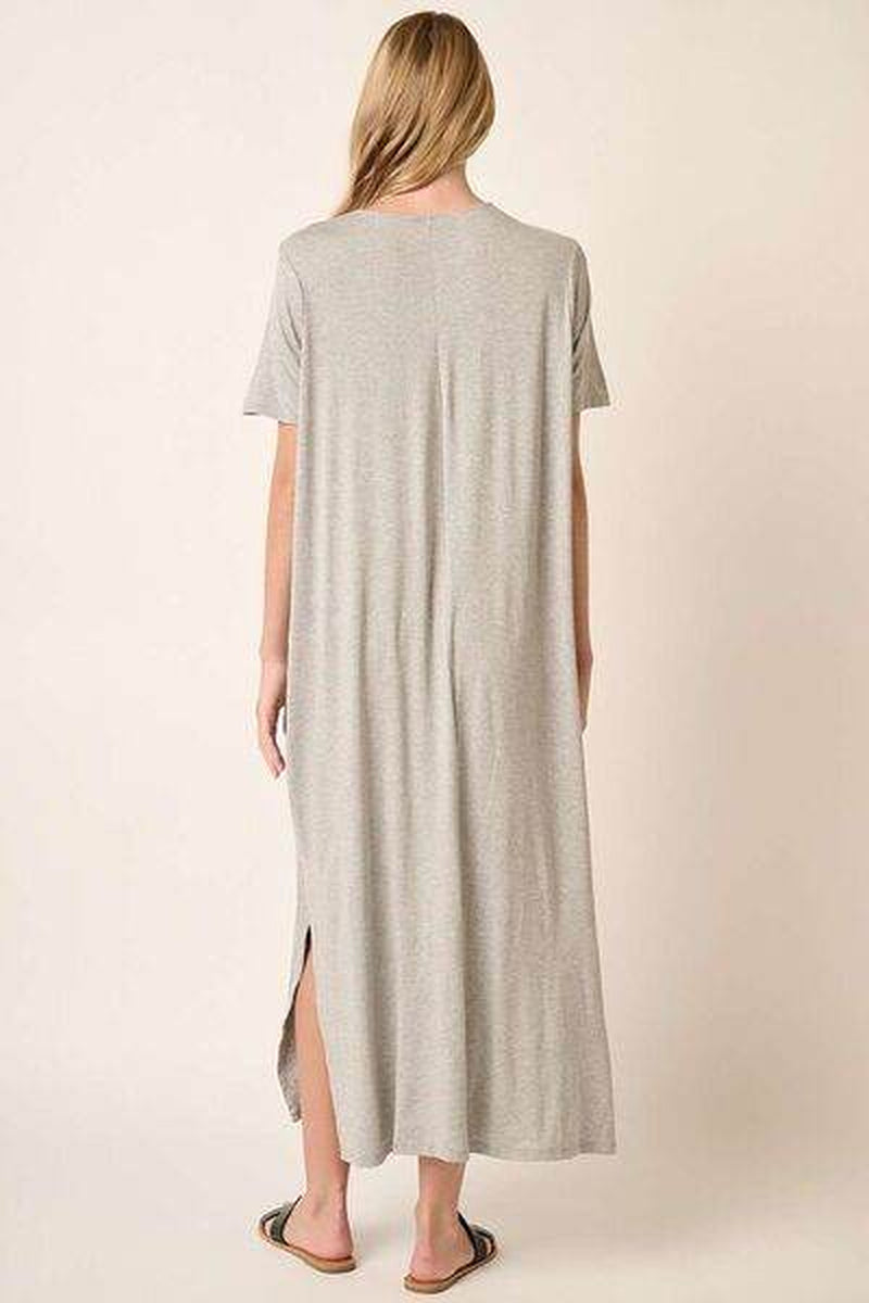 Mittoshop Side Slit round Neck Short Sleeve Dress