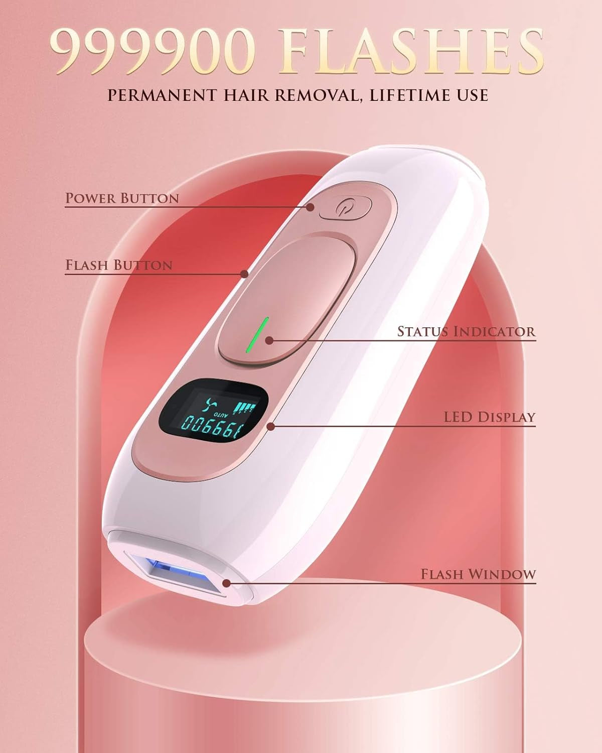 Laser Hair Removal for Women and Men Permanent IPL Hair Removal Device Upgraded to 999,900 Flashes Painless for Facial Legs Arms Bikini Whole Body Use