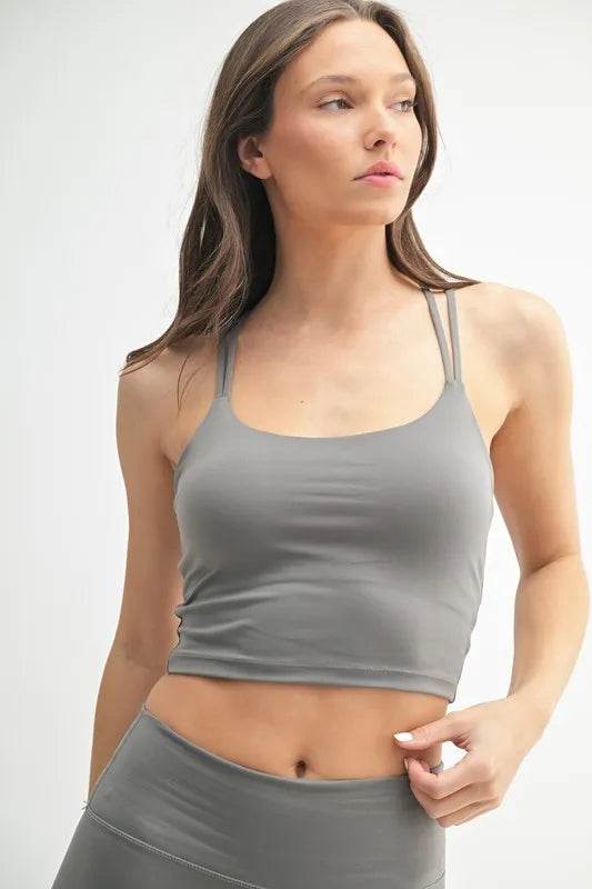 Crave Comfort: 2-in-1 MONO B Venice Cloud Light Crisscross Sports Bra - Grab Yours Now!