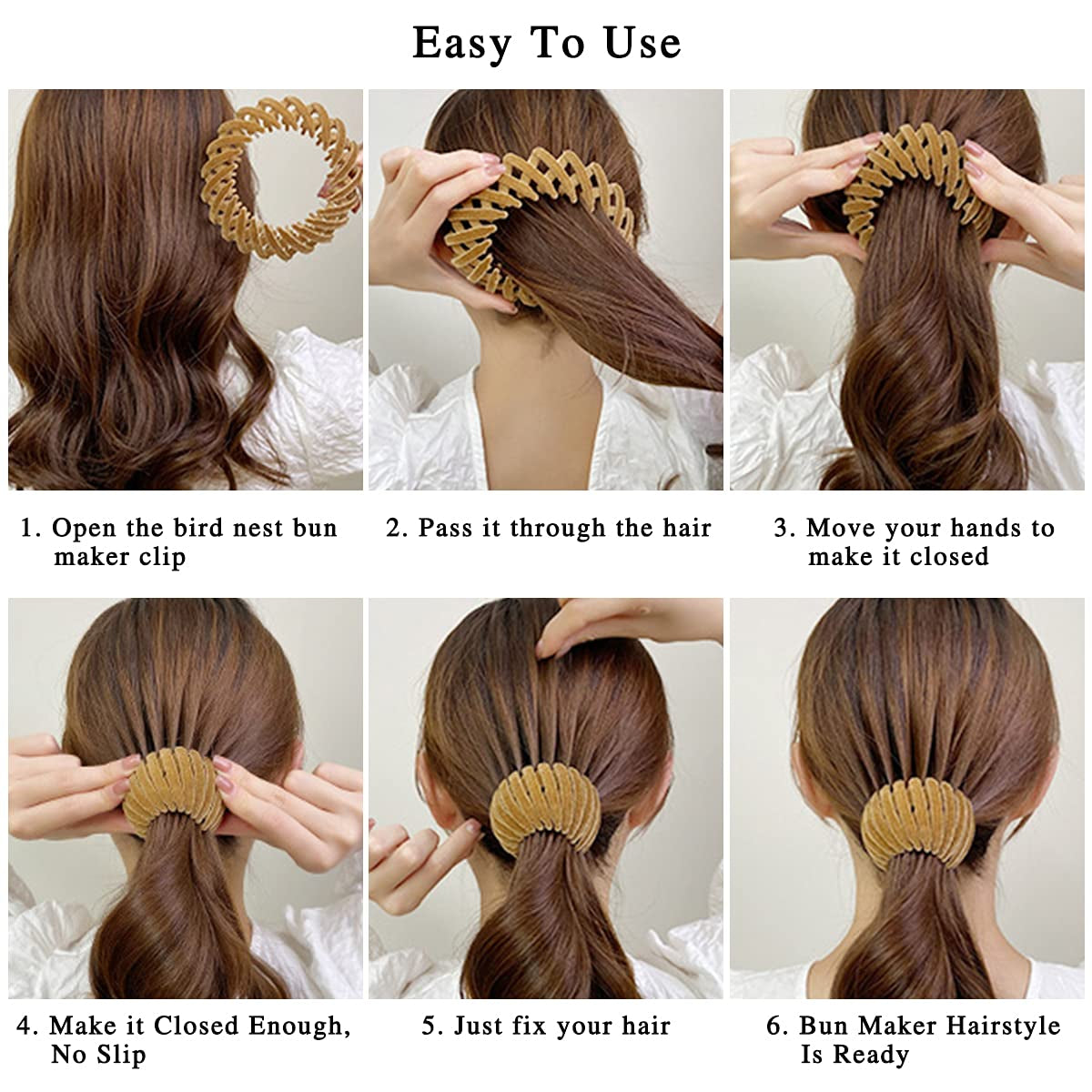 7Pcs Bird Nest Magic Hair Clip,  Lazy Bird'S Nest Plate Hairpin, Expandable Ponytail Holder, Velvet Hair Clips, Hairpin Donut Hair Bun Maker for Women Girls Long Natural Hair Accessories